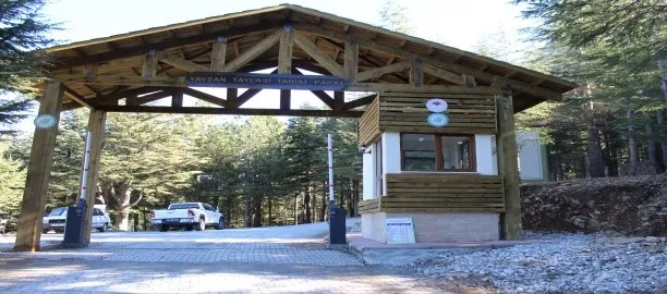 Yavşan Yaylası — Tabiat parkının ahşap giriş kapısı